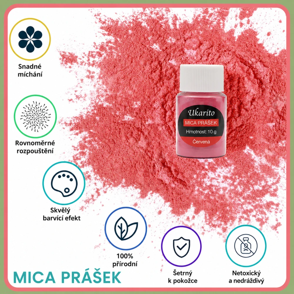 Mica prášek  minerální pigment - Různé barvy