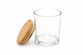 Skleněná dóza na svíčku s bambusovým víčkem