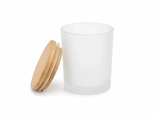 Matná sklenice na svíčku s bambusovým víčkem